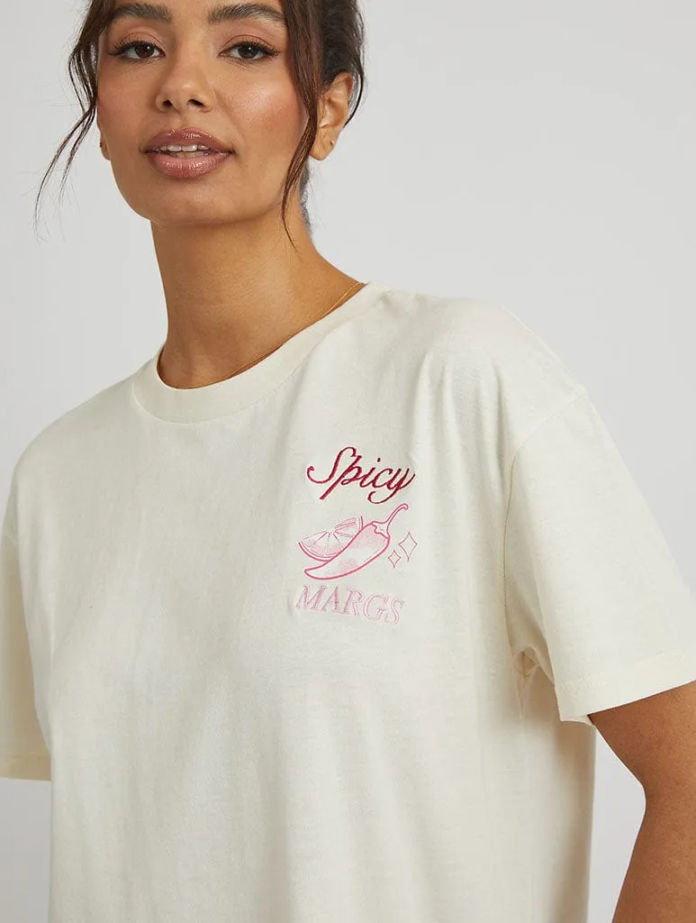 Spicy Margs T-Shirt in Ecru sold by Skinnydip London product image thumbnail 4