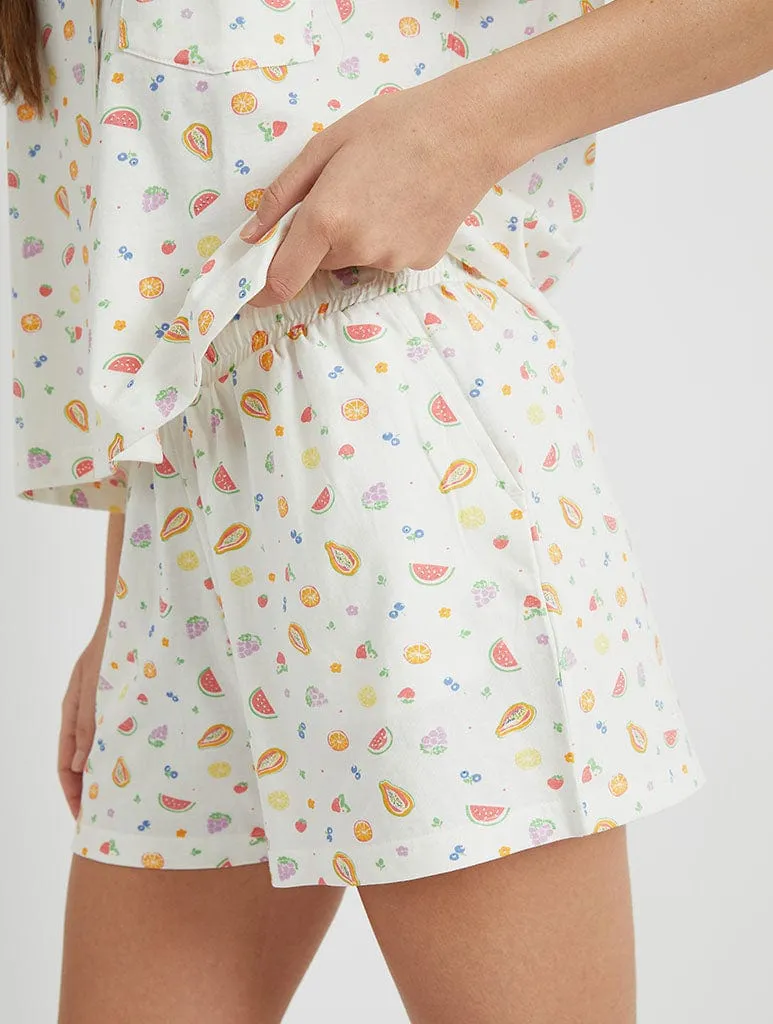 Ditsy Fruit Shirt & Short Pyjama Set sold by Skinnydip London product image thumbnail 5