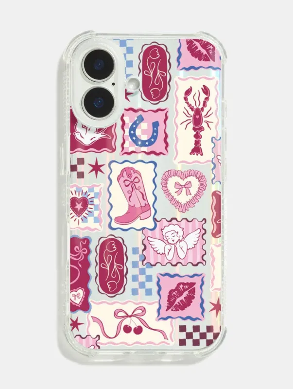 Burgundy Patchwork Shock iPhone Case made by Skinnydip London