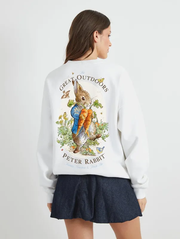 Peter Rabbit x Skinnydip Great Outdoors Sweatshirt in Ecru made by Skinnydip London