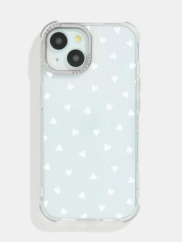 White Ditsy Hearts Shock iPhone Case sold by Skinnydip London