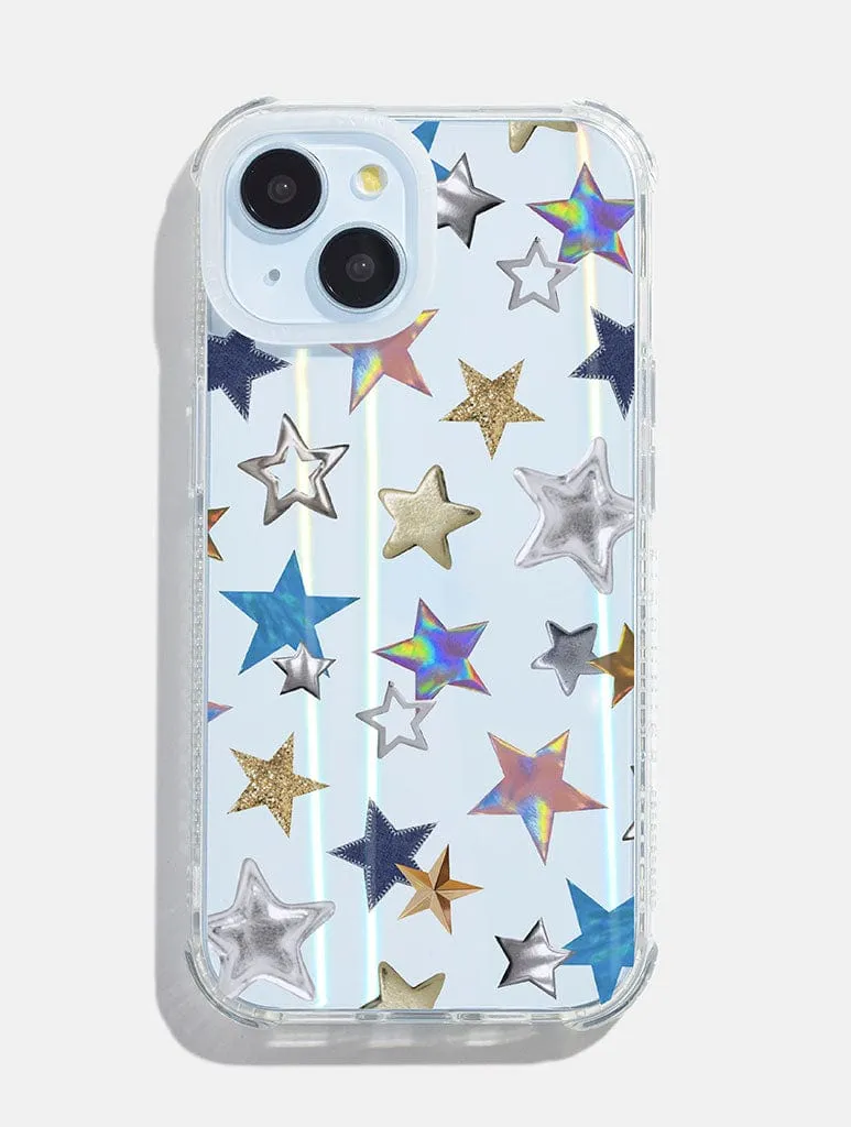 Scrapbook Silver Stars Shock iPhone Case sold by Skinnydip London
