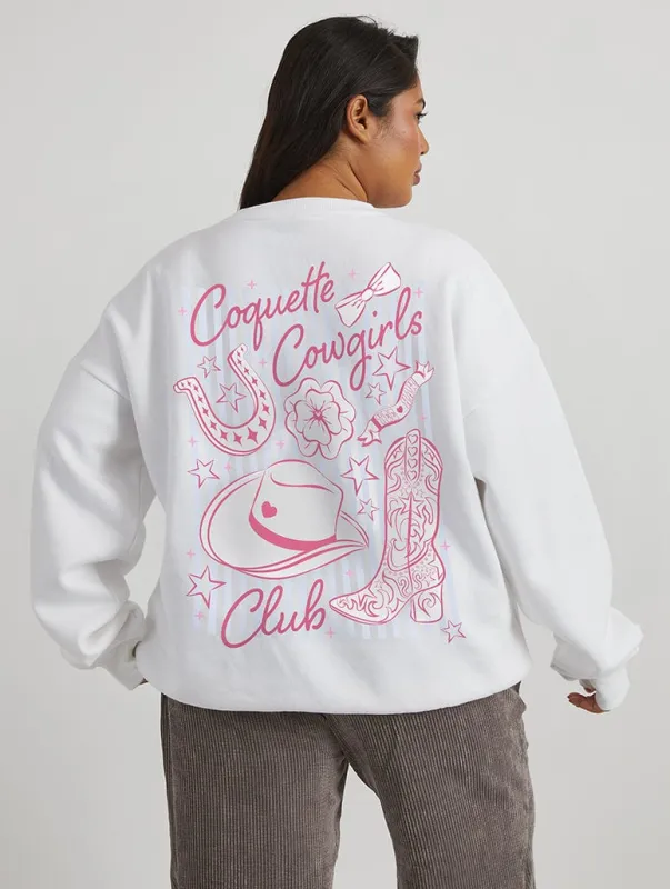 Coquette Cowgirls Club Sweatshirt In Ecru sold by Skinnydip London
