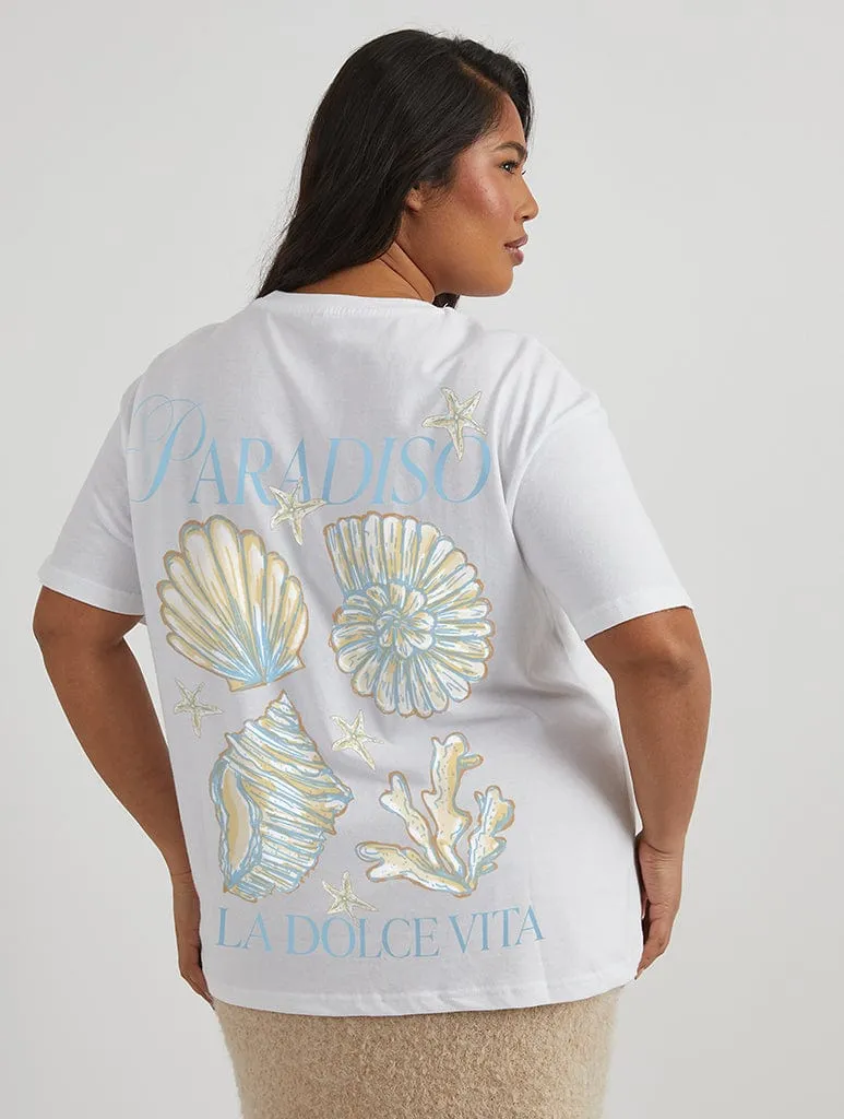 Paradiso T-Shirt in Ecru sold by Skinnydip London