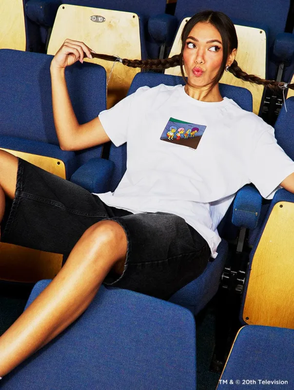 The Simpsons Boys in Wigs T-Shirt in White sold by Skinnydip London
