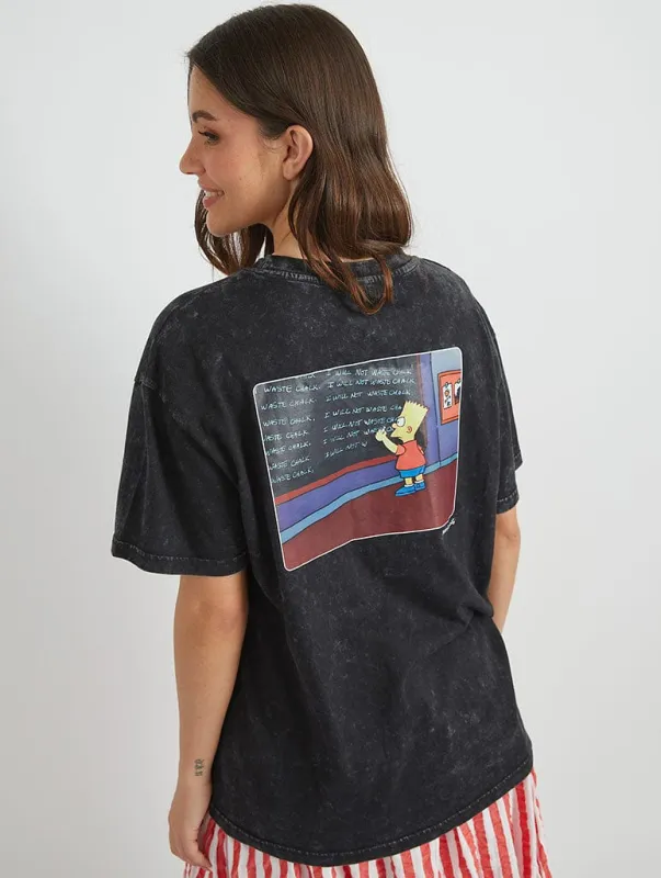 The Simpsons Bart Chalkboard T-Shirt in Black sold by Skinnydip London