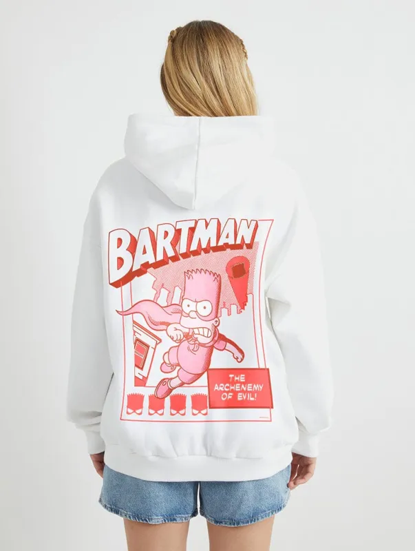 The Simpsons Bartman Hoodie in White sold by Skinnydip London