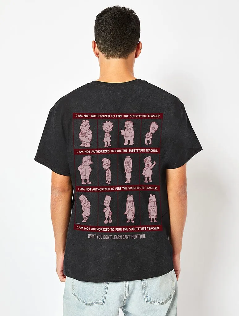 The Simpsons Schooled In Springfield T-Shirt In Acid Wash sold by Skinnydip London