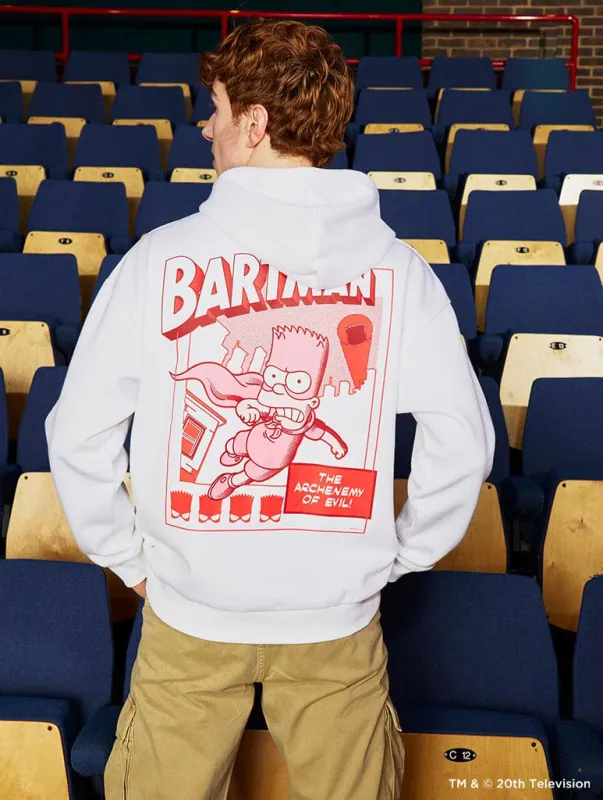 The Simpsons Bartman Hoodie in White sold by Skinnydip London