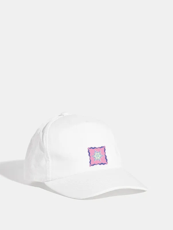 Sun Stamp Cap in White sold by Skinnydip London