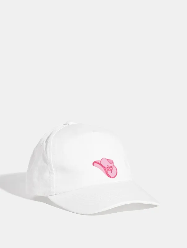 Coquette Cowgirl Hat Cap in White sold by Skinnydip London