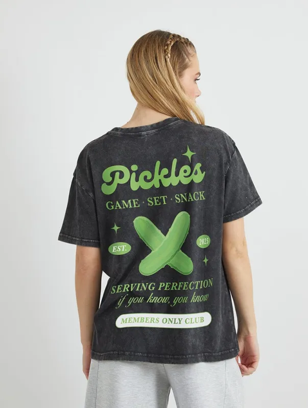 Pickles Perfection T-Shirt in Acid Wash sold by Skinnydip London
