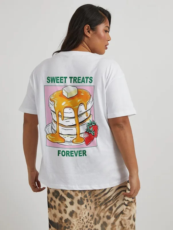 Sweet Treats Pancakes T-Shirt in Ecru sold by Skinnydip London