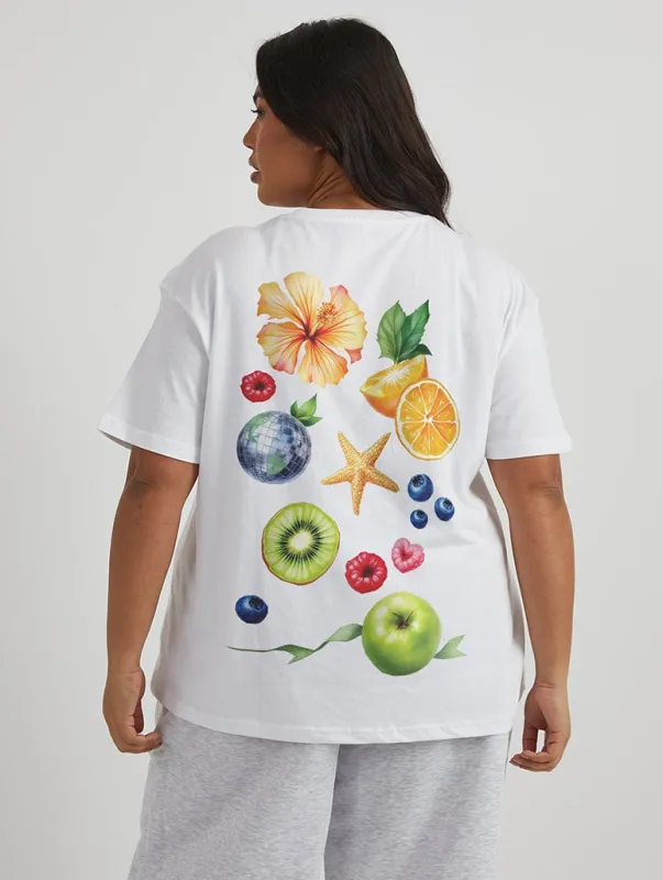 Beachy Fruit T-Shirt in Ecru sold by Skinnydip London