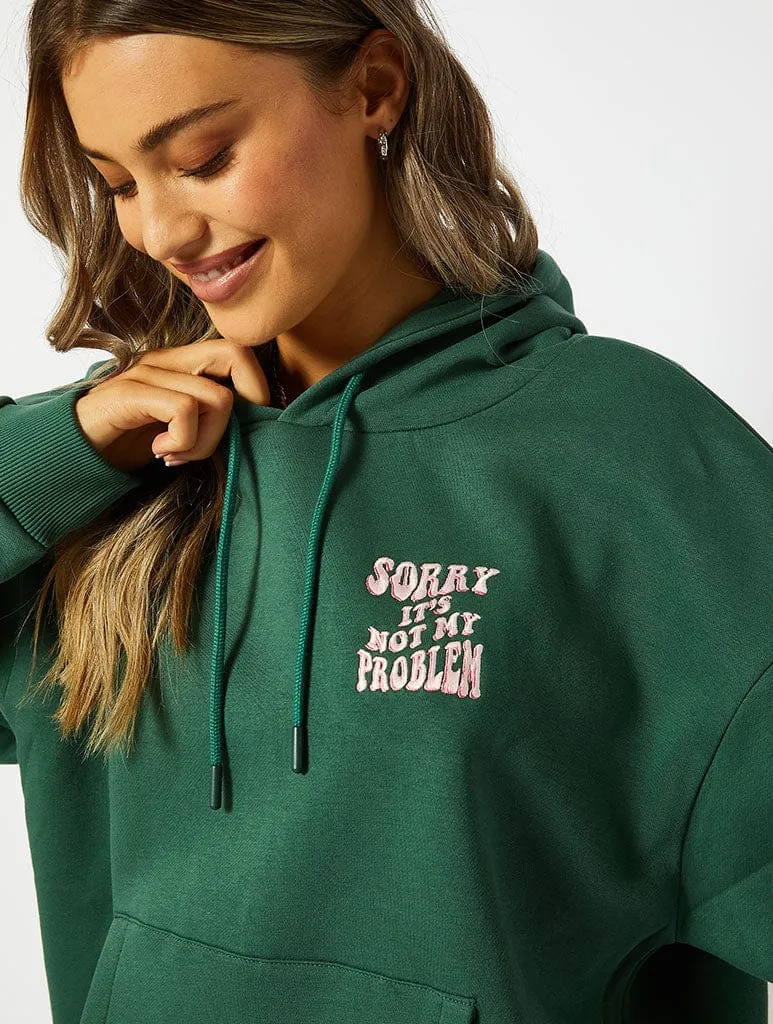 Sorry It's Not My Problem Oversized Hoodie in Green sold by Skinnydip London product image thumbnail 3