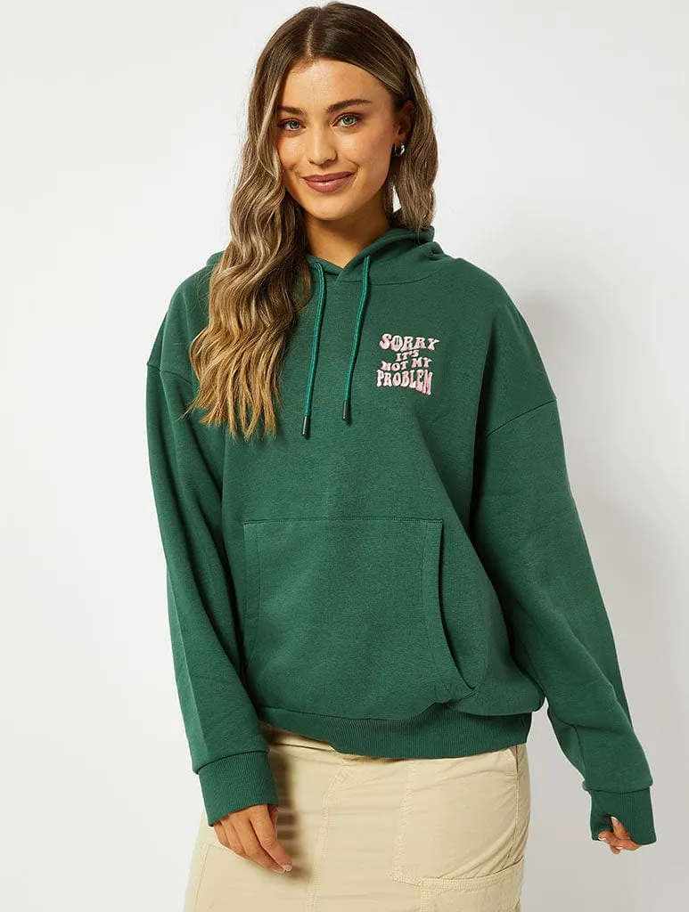 Sorry It's Not My Problem Oversized Hoodie in Green sold by Skinnydip London product image thumbnail 2