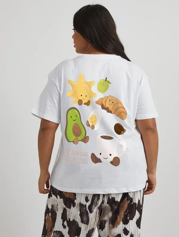 Rise & Grind T-Shirt in Ecru sold by Skinnydip London