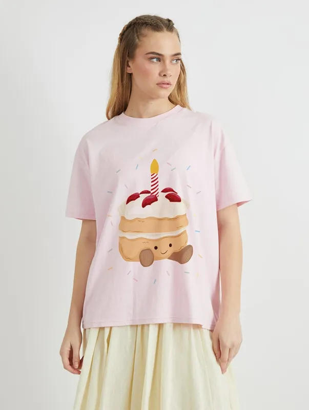 Birthday Cake T-Shirt In Pink sold by Skinnydip London