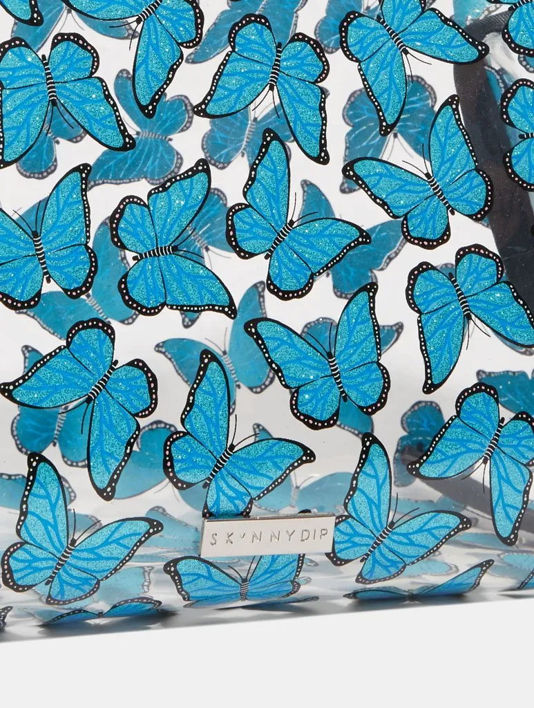Blue Butterfly Glitter Wash Bag sold by Skinnydip London product image thumbnail 2