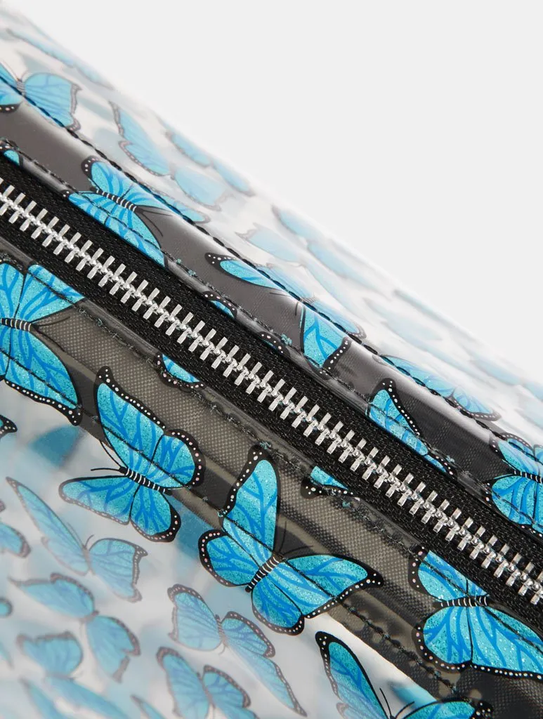 Blue Butterfly Glitter Wash Bag sold by Skinnydip London product image thumbnail 4
