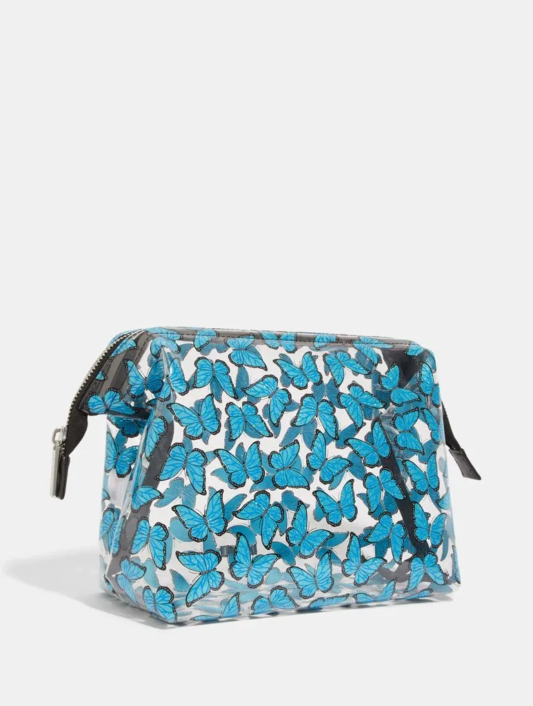 Blue Butterfly Glitter Wash Bag sold by Skinnydip London product image thumbnail 3