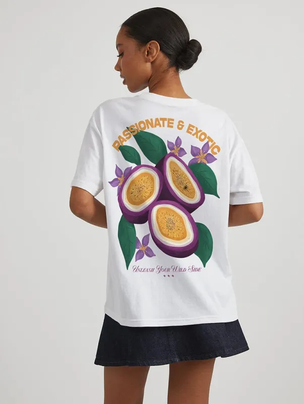 Passionate & Exotic Passionfruit T-Shirt in Ecru sold by Skinnydip London