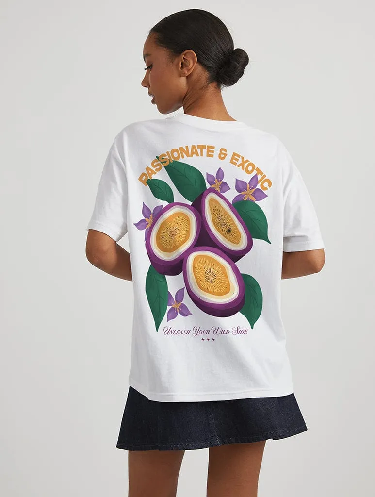 Passionate & Exotic Passionfruit T-Shirt in Ecru sold by Skinnydip London