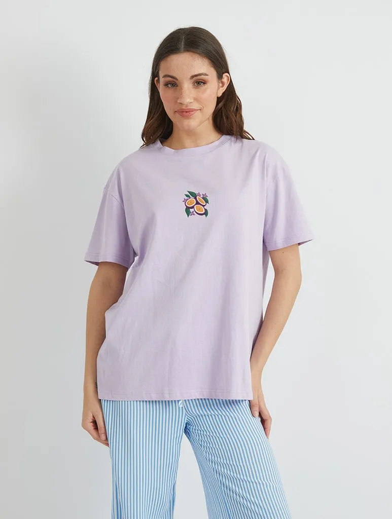 Passionate & Exotic Passionfruit T-Shirt In Lilac sold by Skinnydip London product image thumbnail 2
