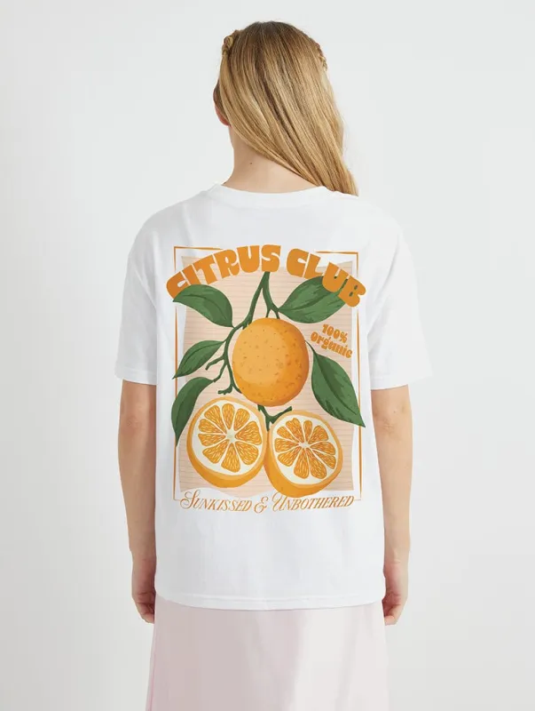Citrus Club T-Shirt in Ecru sold by Skinnydip London