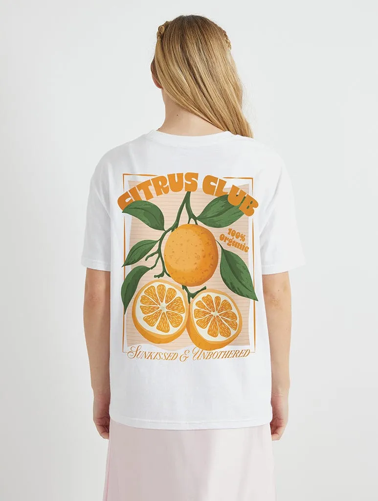Citrus Club T-Shirt in Ecru sold by Skinnydip London