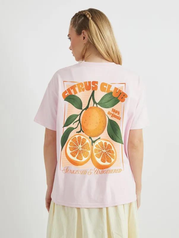 Citrus Club T-Shirt In Pink sold by Skinnydip London