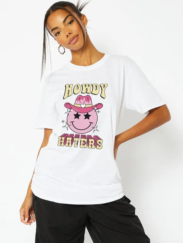 Howdy Haters White T-Shirt sold by Skinnydip London