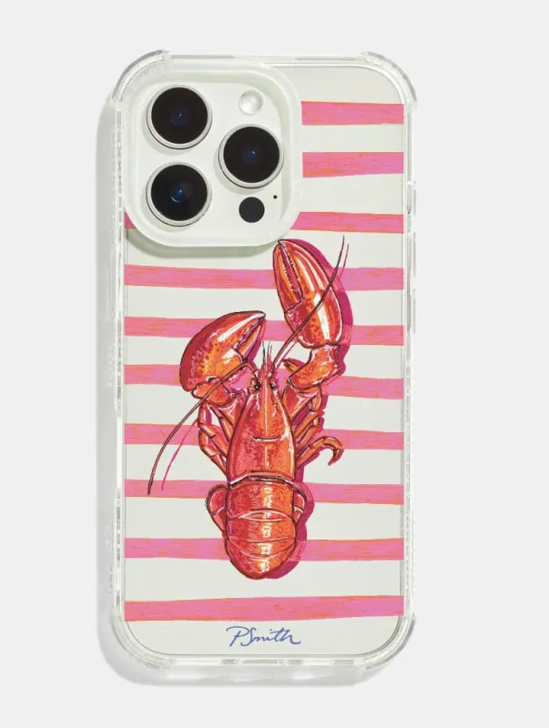 Pippa Smith Studio x Skinnydip Lobster On Pink Stripes Shock iPhone Case sold by Skinnydip London