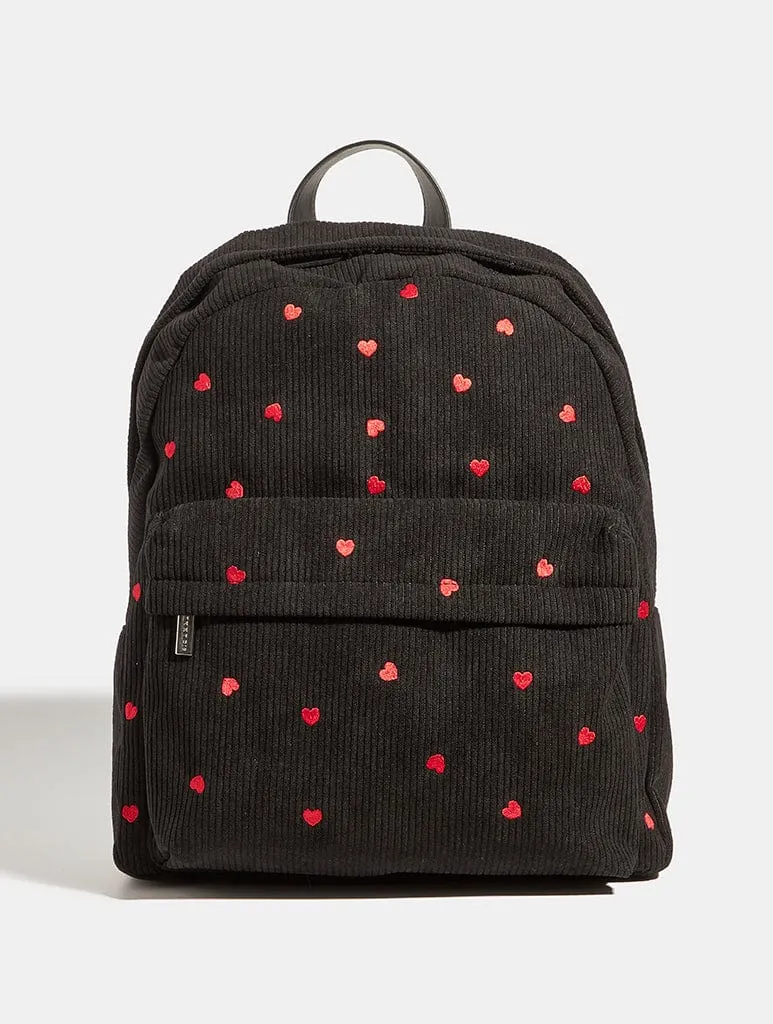 Red Ditsy Heart Embroidered Backpack sold by Skinnydip London