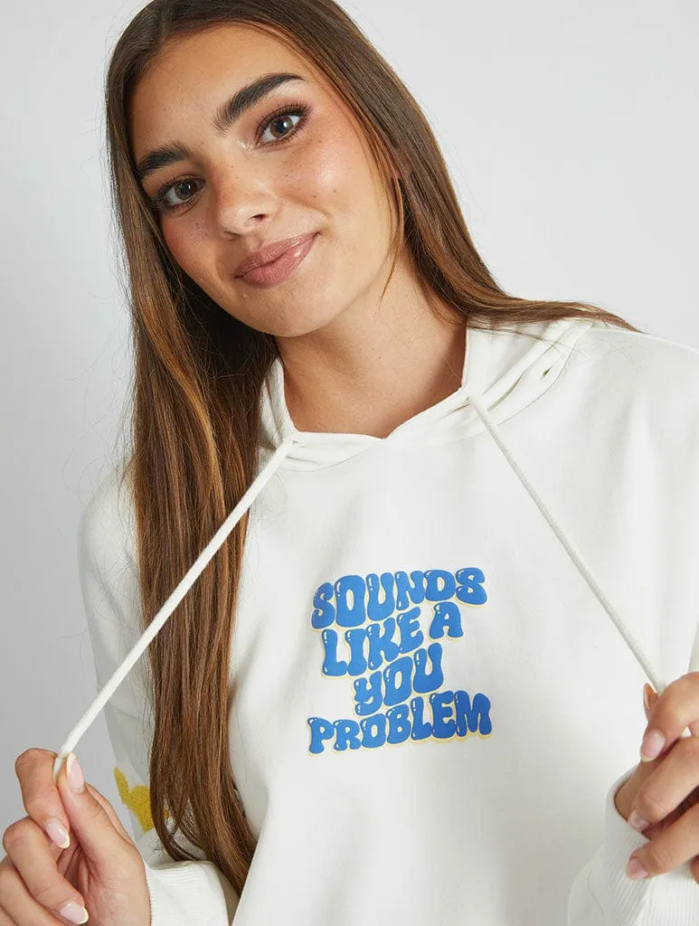 Sounds Like A You Problem Hoodie in Ecru sold by Skinnydip London product image thumbnail 4