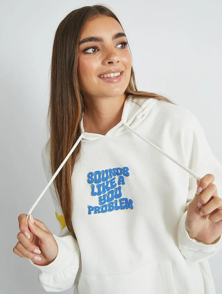Sounds Like A You Problem Hoodie in Ecru sold by Skinnydip London product image thumbnail 2