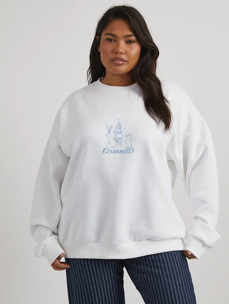Disney Princess Castle Cinderella Sweatshirt in White sold by Skinnydip London