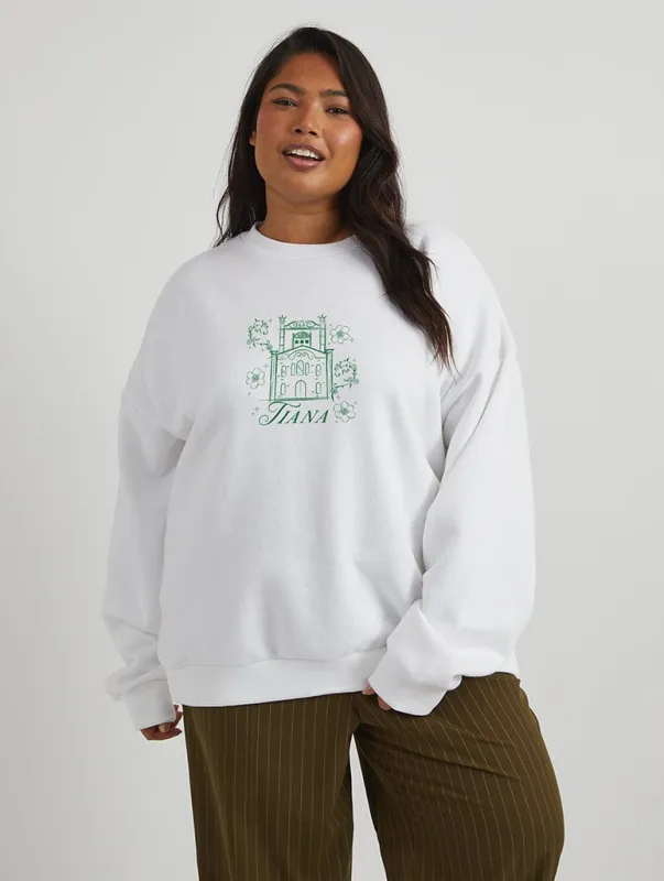 Disney Princess Castle Tiana Sweatshirt in White sold by Skinnydip London