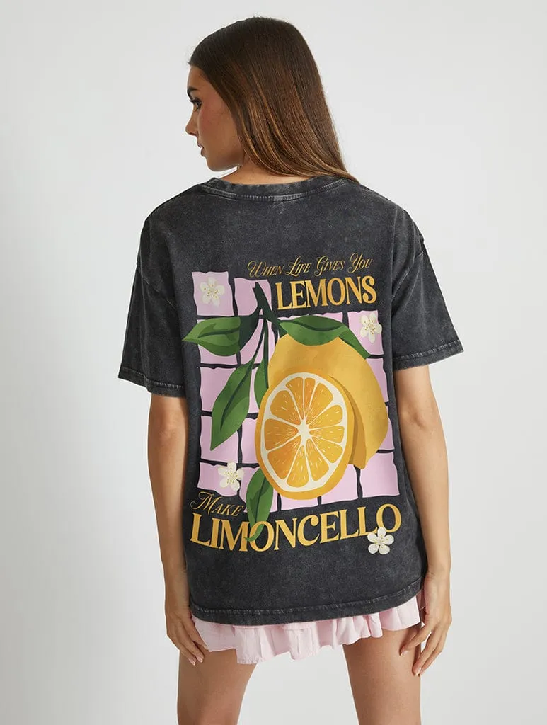 When Life Gives You Lemons Make Limoncello T-Shirt in Acid Wash sold by Skinnydip London