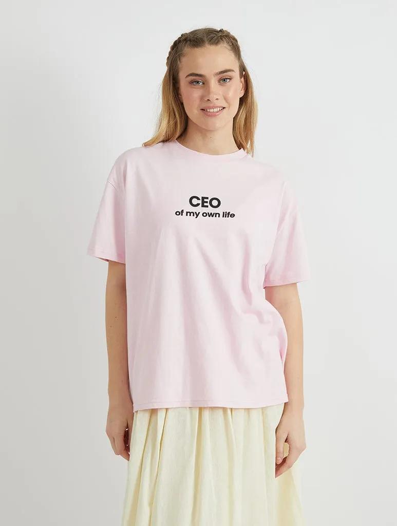 CEO of my Own Life T-Shirt In Pink sold by Skinnydip London
