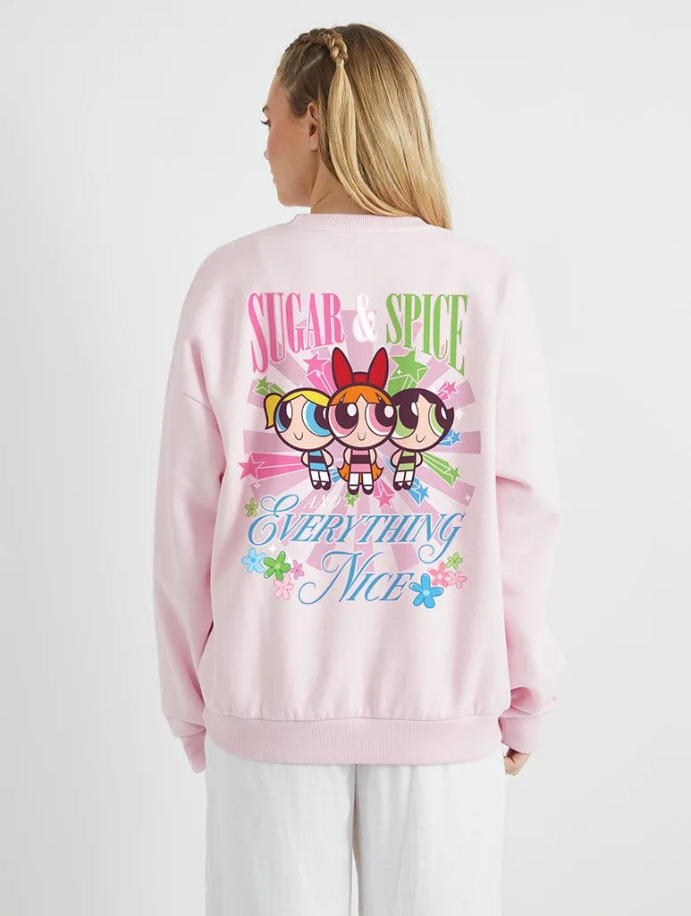 The Powerpuff Girls Sugar & Spice Sweatshirt In Pink sold by Skinnydip London