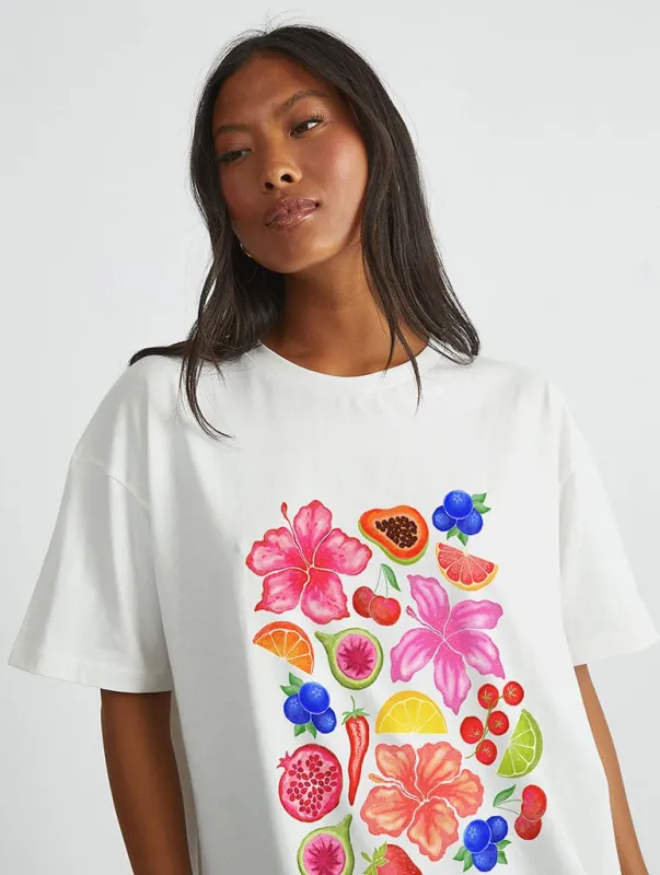 Exotic Fruit & Flowers T-Shirt sold by Skinnydip London