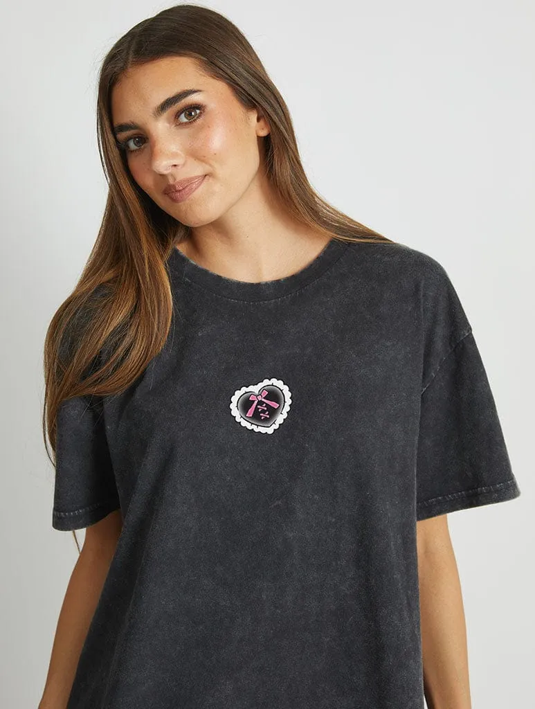 Hello Kitty Kuromi Skull T-Shirt in Acid Wash sold by Skinnydip London product image thumbnail 2