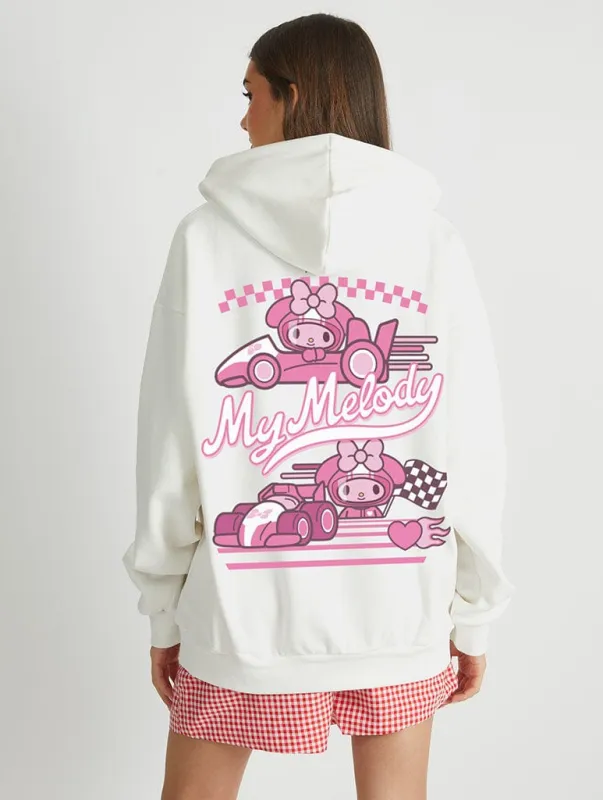 Hello Kitty My Melody Race Car Hoodie In White sold by Skinnydip London