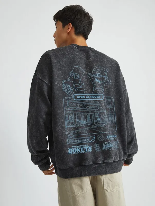 The Simpsons Kiwk-E-Mart Sweatshirt In Acid Wash sold by Skinnydip London