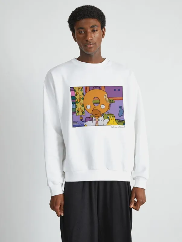 The Simpsons Donut Head Still Sweatshirt in White made by Skinnydip London