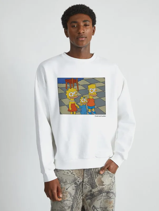 The Simpsons Smiley Egg Still Sweatshirt in White sold by Skinnydip London