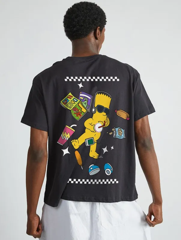The Simpsons Bart Snacks T-Shirt In Black sold by Skinnydip London