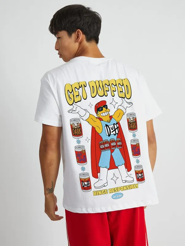 The Simpsons Get Duffed T-Shirt in White sold by Skinnydip London