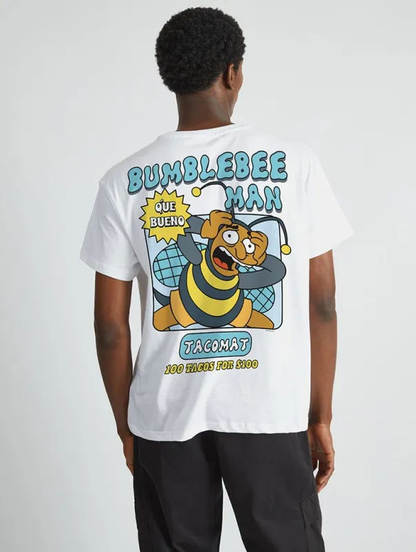 The Simpsons Bumblebee Man T-Shirt in White sold by Skinnydip London